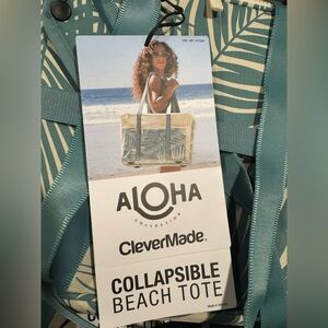 ALOHA Collection CleverMade Collapsible Beach Tote NWT